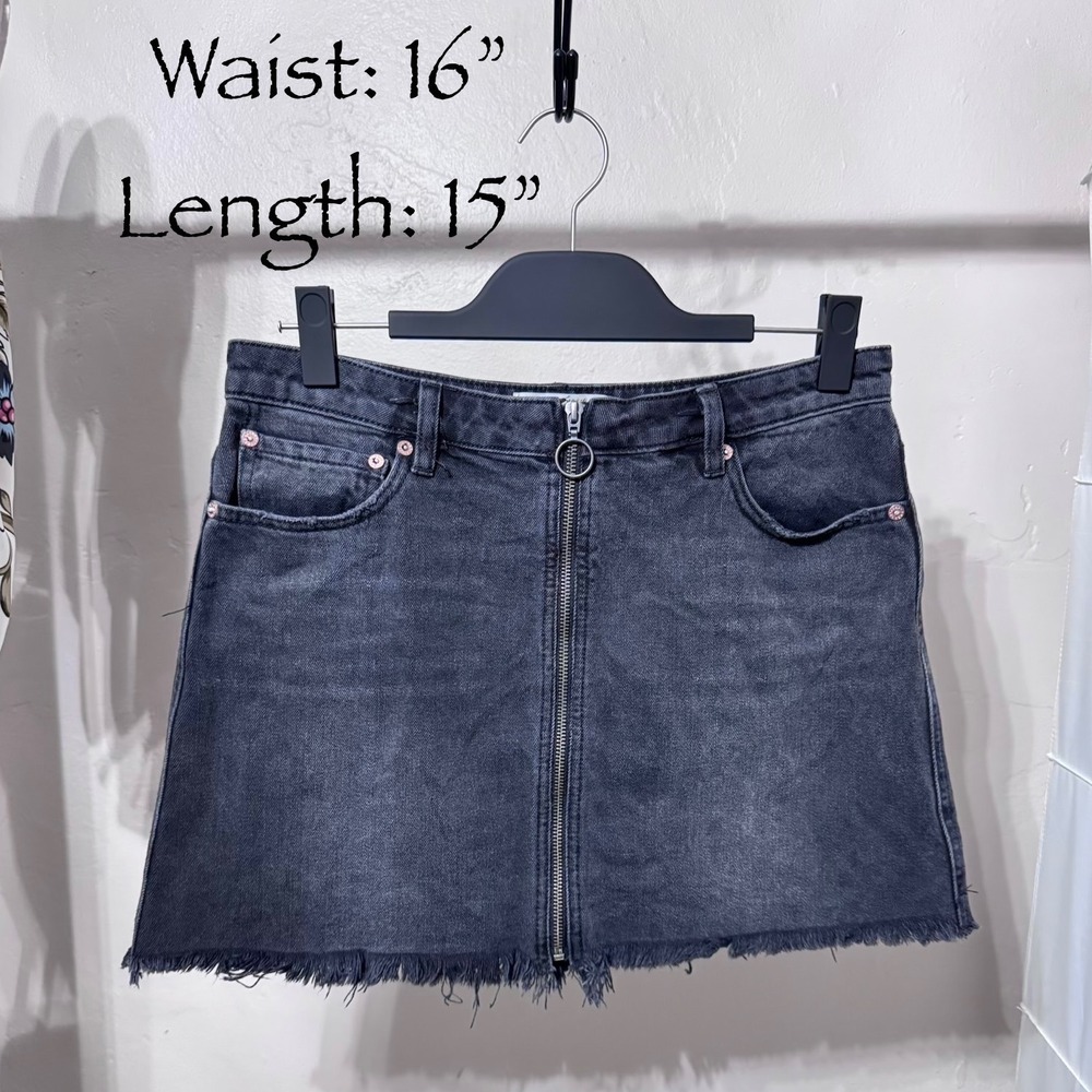We The Free Denim Mini Skirt Full Zip Charcoal Black Size 29 - RN 66170